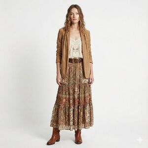 Lady Scully vintage boho suede open front jacket tan size 10